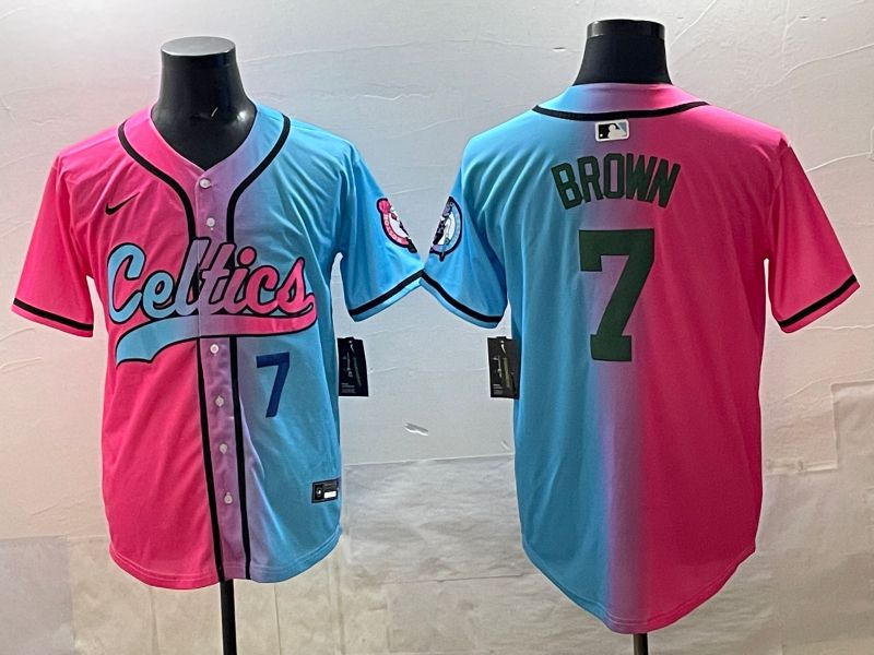 Men 2025 Boston Celtics #7 Brown Blue pink Nike NBA Jersey style 02